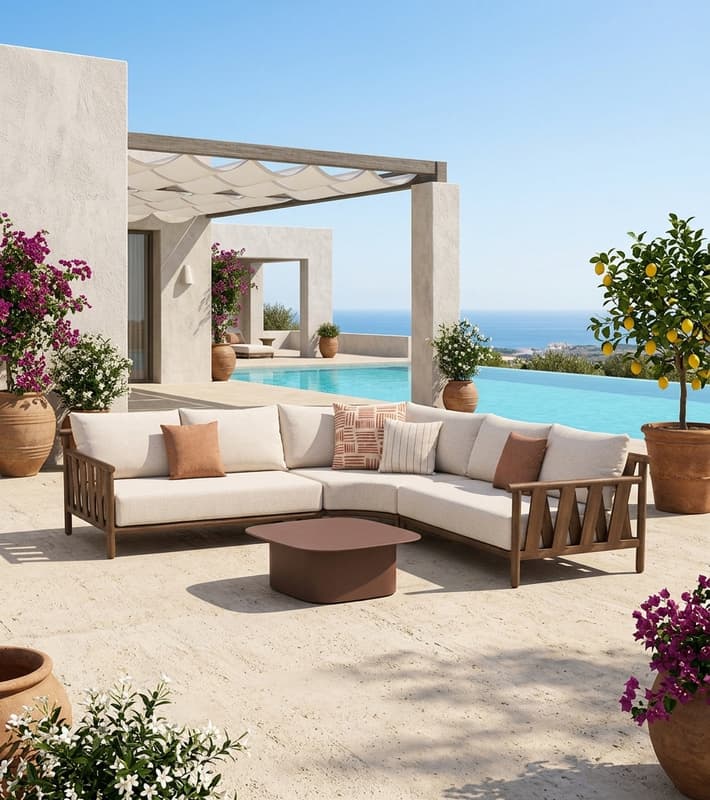 Corner lounge set 4 pcs ZION outdoor (3-pc corner sofa + coffee table) — έπιπλα εξωτερικού χώρου στην Κύπρο