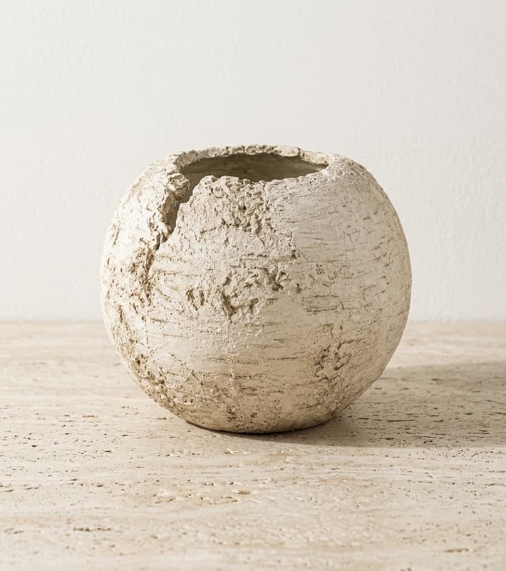 Flower Pot Birch - Cement White 40cm — уличная мебель на Кипре