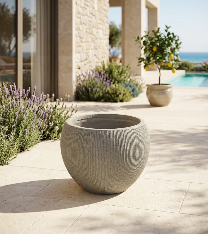 Flower Pot - Brush Sfera - Grey - D39,5x30cm — έπιπλα εξωτερικού χώρου στην Κύπρο