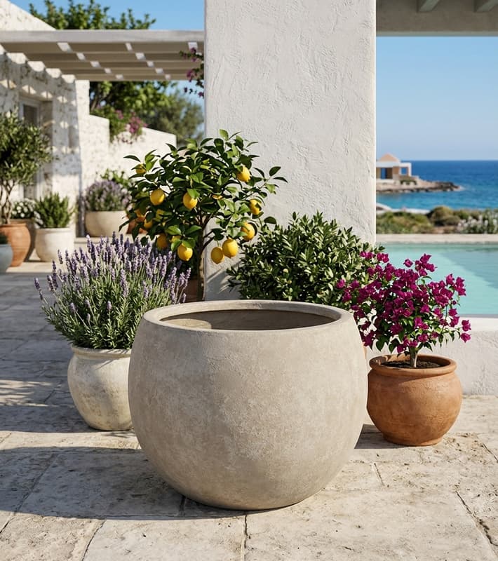 Flower Pot - Sfera Sabbia - Cement - D37xH32CM — έπιπλα εξωτερικού χώρου στην Κύπρο