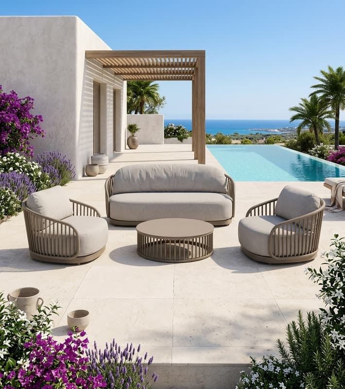 Lounge set 4 pcs MOJO aluminium outdoor (no rope) — уличная мебель на Кипре