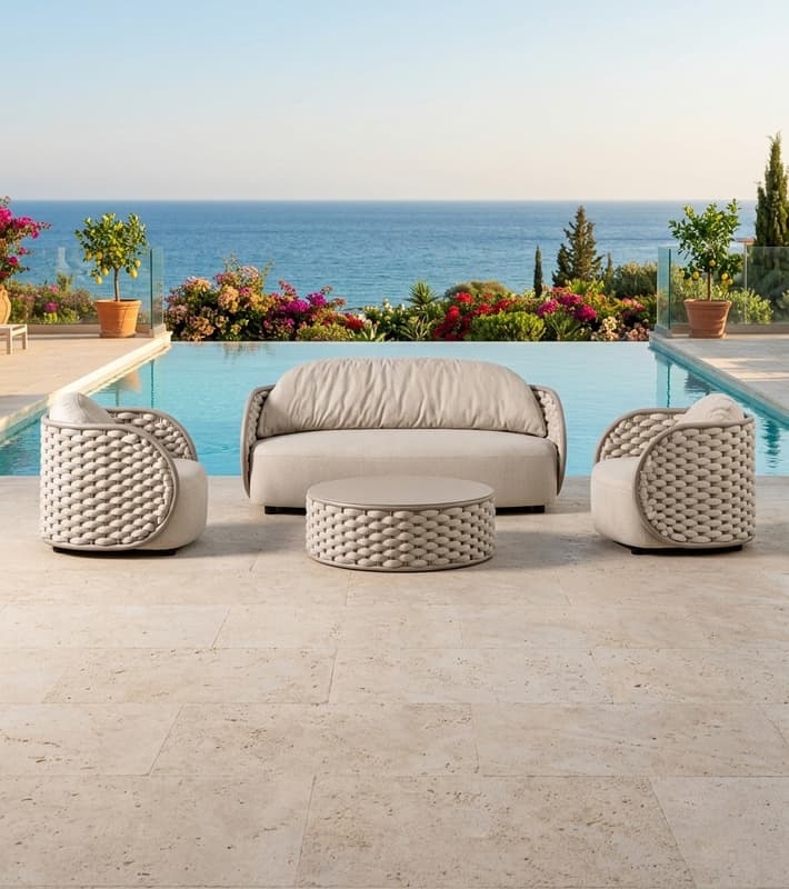 Lounge set 4 pcs MOJO outdoor with beige rope — έπιπλα εξωτερικού χώρου στην Κύπρο