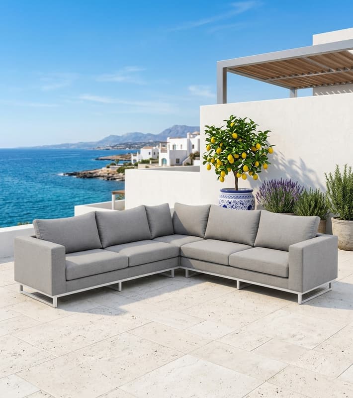 Outdoor Corner Sofa - Ketler- Grey Sunbrella Fabric 287x289cm — уличная мебель на Кипре