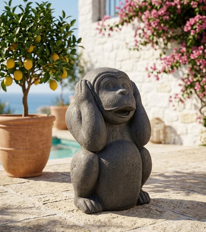 Outdoor Decorative Monkey - Not Hear — έπιπλα εξωτερικού χώρου στην Κύπρο