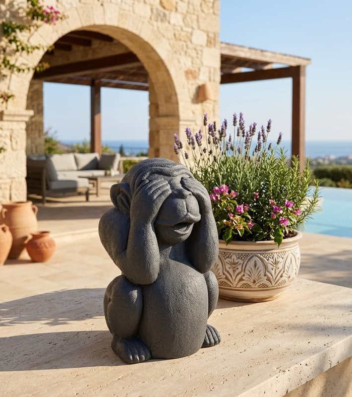Outdoor Decorative Monkey - Not See — уличная мебель на Кипре