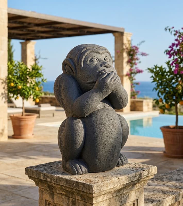 Outdoor Decorative Monkey - Not Talk - Grey - 21.5x20x35.5cm — уличная мебель на Кипре