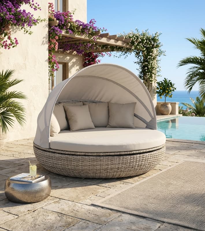 Outdoor Lounge - Cardiff - with 5 square cushions - Grey/Warm 200x158cm — уличная мебель на Кипре
