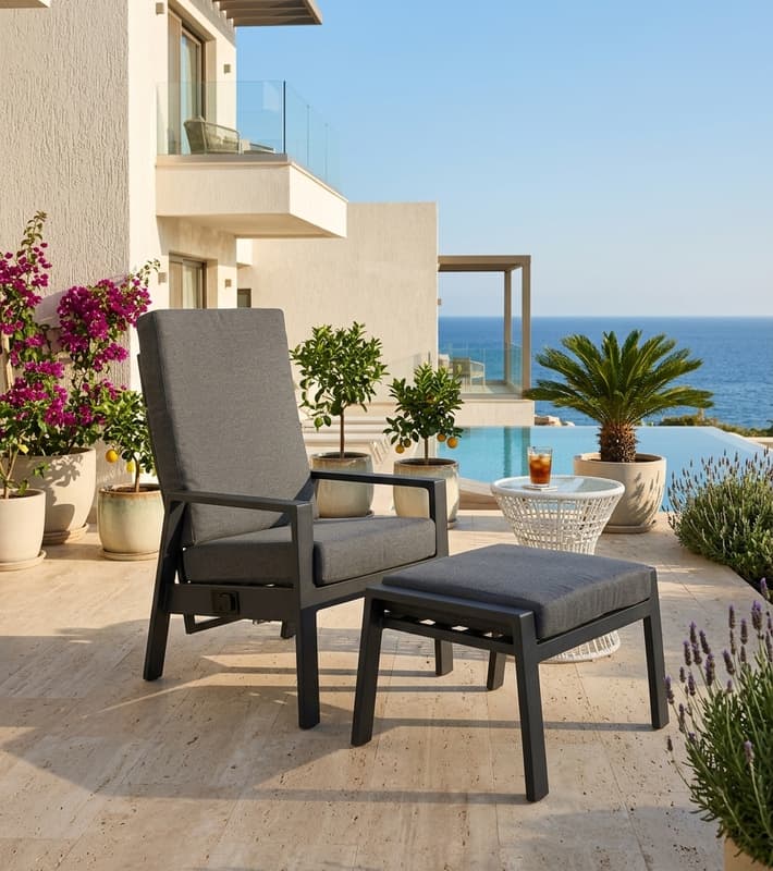 Outdoor Reclining Armchair - Jakarta - Anthracite - Chairs/Footstools/Coffee Table — уличная мебель на Кипре