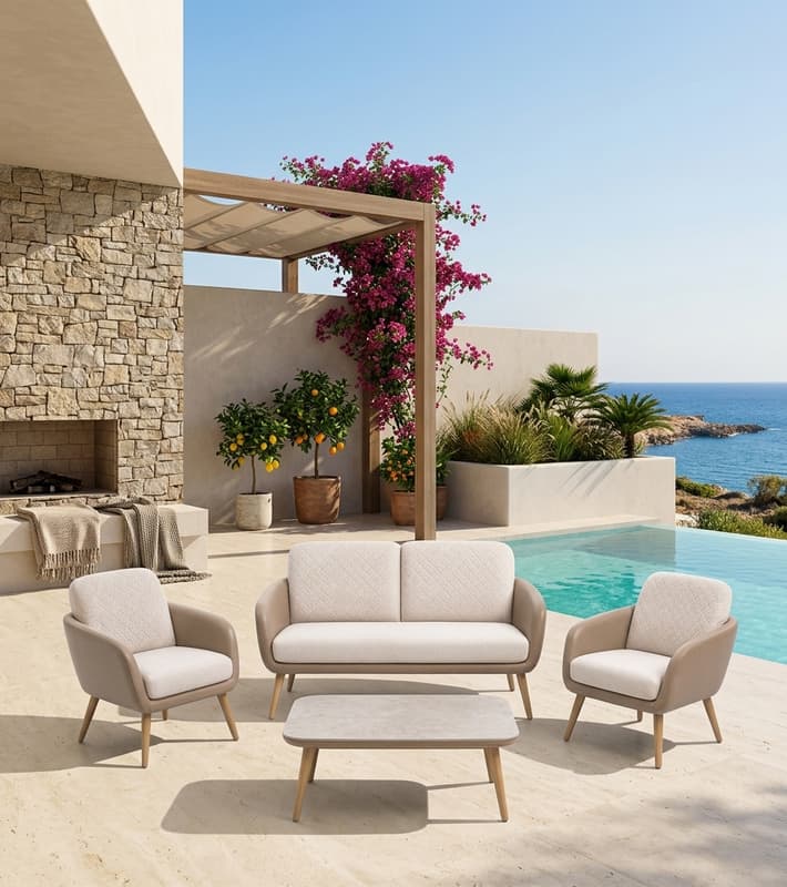 Outdoor Sofa Set - Corsica - integrated MarinePLUS leather — outdoor furniture available in Cyprus