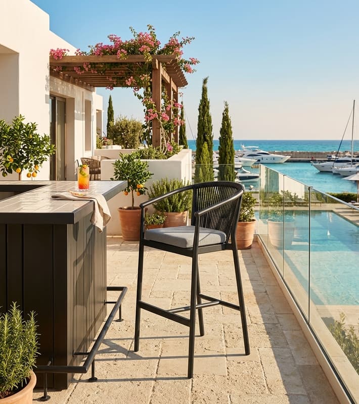 Stool Aluminium Synthetic Rattan — έπιπλα εξωτερικού χώρου στην Κύπρο
