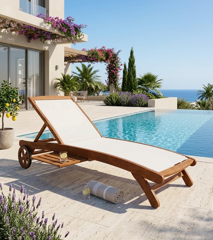 Sunbed TEXTY with wheels — уличная мебель на Кипре