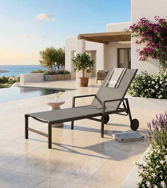 Sunlounger Torino - Alouminum/Textline 207x76x50cm — уличная мебель на Кипре