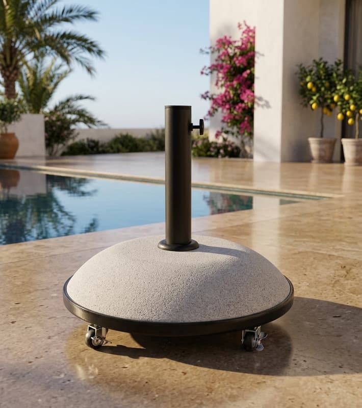 Umbrella Base - Barry - with Wheels - Taupe - 35kgs D50cm — уличная мебель на Кипре