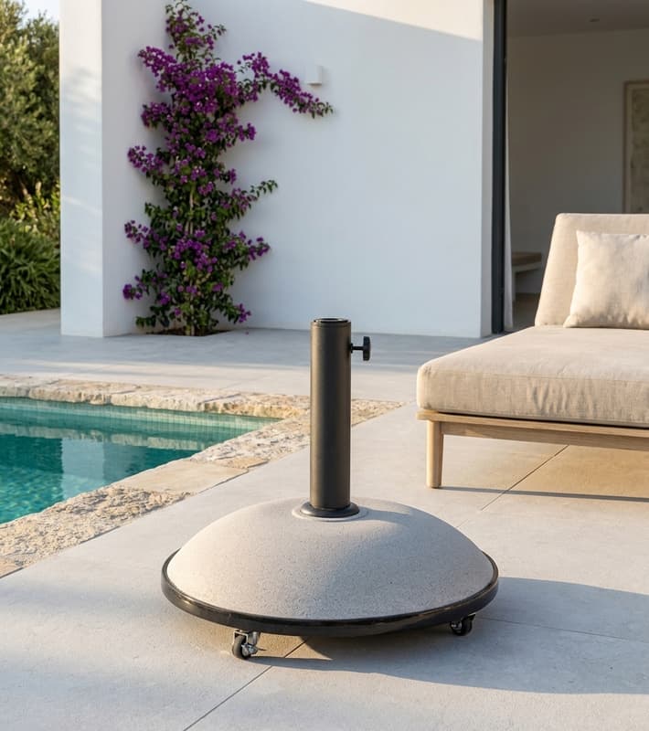 Umbrella Base - Barry - with Wheels - Taupe - 50kgs D58cm — уличная мебель на Кипре