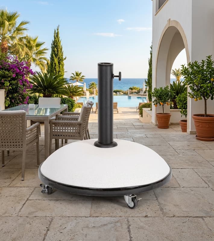 Umbrella Base - Barry - with Wheels - White - 35kgs D50cm — outdoor furniture available in Cyprus