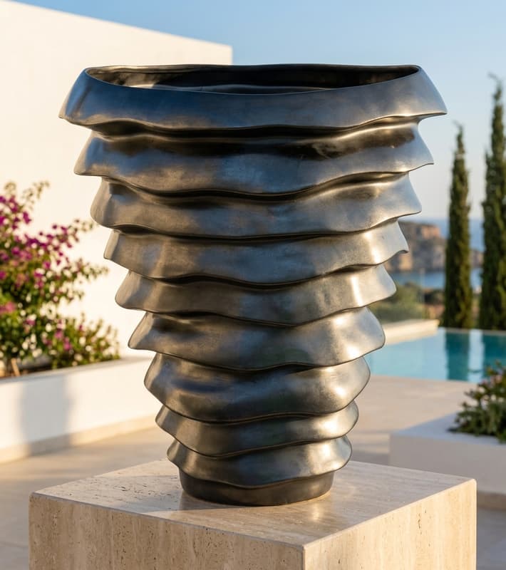 Vase Wavo Ceramique - Anthracite 52x45x27cm — уличная мебель на Кипре